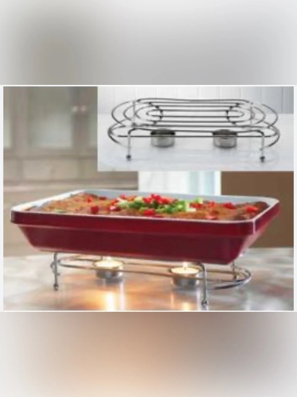 Cobble Creek Double Warming Trivet Heavy Duty Metal Chrome Casserole Stand NIB